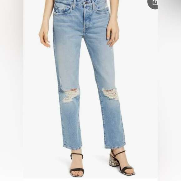 Edwin - Cai High Waist Ripped Straight Leg Jeans- Slayer- 24 - Picture 3 of 11